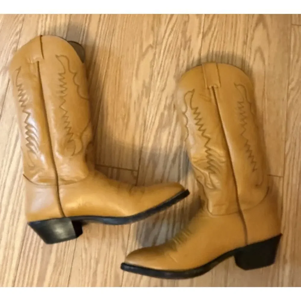 Vintage NOCONA Cowboy Boots Leather Mustard Yellow Men’s 7 D USA 3923/17